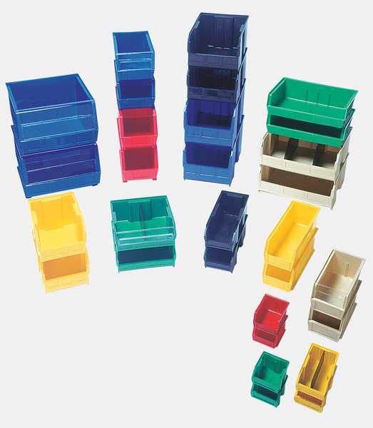 Hang & Stack Storage Bin, Ivory, Polypropylene, 10 7/8 in L x 4 1/8 in W x 4 in H