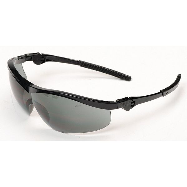 Safety Glasses, Wraparound Gray Polycarbonate Lens, Scratch-Resistant