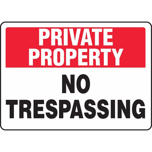 Private Property Sign, 10 in H, 14 in W, Aluminum, Rectangle, English, MATR963VA