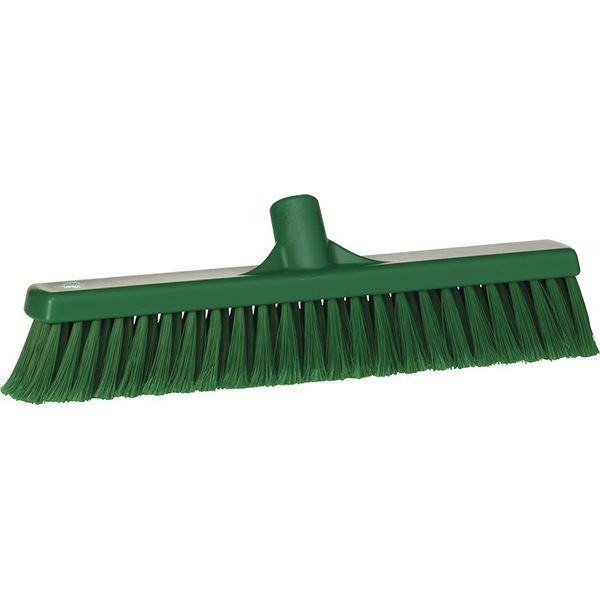 2 x 16 in Sweep Face Broom Head, Soft, Synthetic, Green
