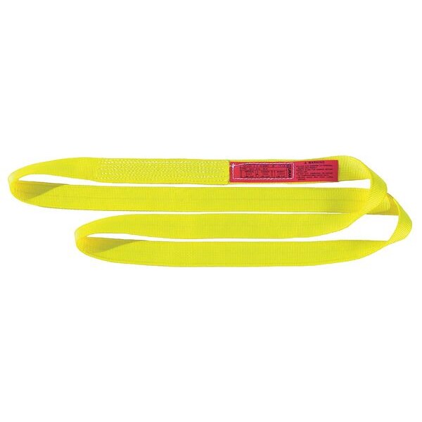 Web Sling, Endless, 4 ft L, 2 in W, Nylon, Yellow