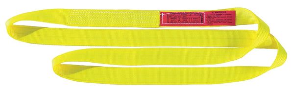 Web Sling, Endless, 3 ft L, 2 in W, Nylon, Yellow