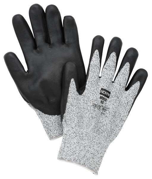 Cut Resistant Coated Gloves, 2 Cut Level, Nitrile/Polyurethane, L, 1 PR