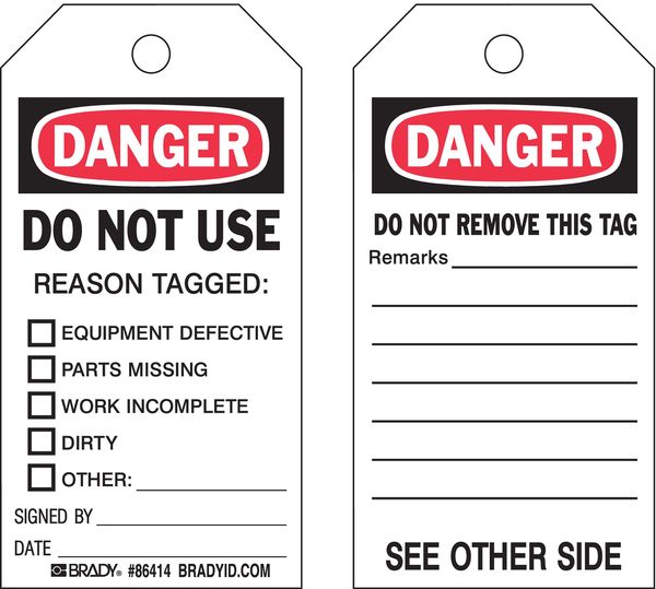 Danger Tag, 5-3/4 x 3 In, Hd Polyest, PK10