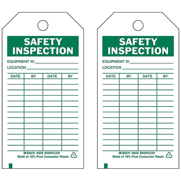 Safety Inspection Tag, 5-3/4 x 3 In, PK10