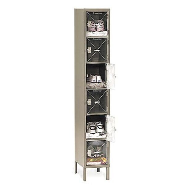 Box Locker, 12 in W, 15 in D, 78 in H, (1) Wide, (6) Openings, Sand