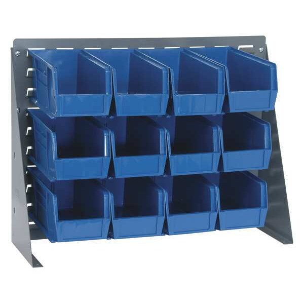 Steel Louvered Bench Rack, 27 in W x 1/4 in D x 21 in H, Gray