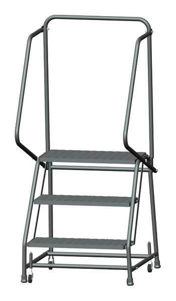 58 1/2 in H Steel Rolling Ladder, 3 Steps