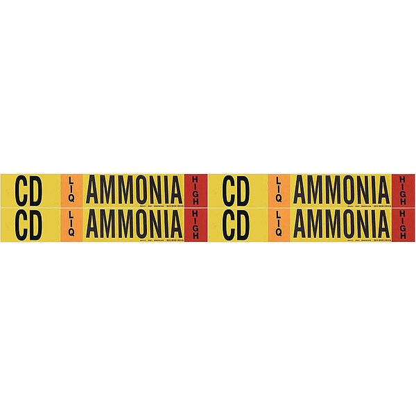 Ammonia Pipe Marker, CD, 1 to 2-1/2In, PK4