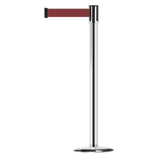 Barrier Post with Belt, Polished Chrome
