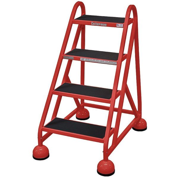 40 in H Steel Rolling Ladder, 4 Steps