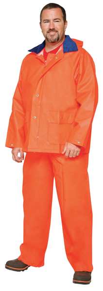Rain Suit, Jacket/Bib, Unrated, Orange, 2XL