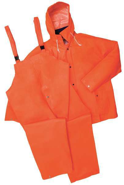 Rain Suit, Jacket/Bib, Unrated, Orange, 2XL