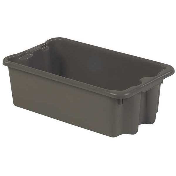 Stack & Nest Bin, Gray, Plastic, 24 in L x 14 1/8 in W x 7 7/8 in H, 65 lb Load Capacity