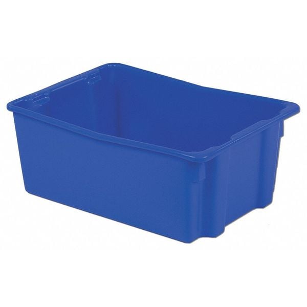 Stack & Nest Bin, Blue, Plastic, 26 1/8 in L x 18 3/4 in W x 10 1/2 in H, 40 lb Load Capacity