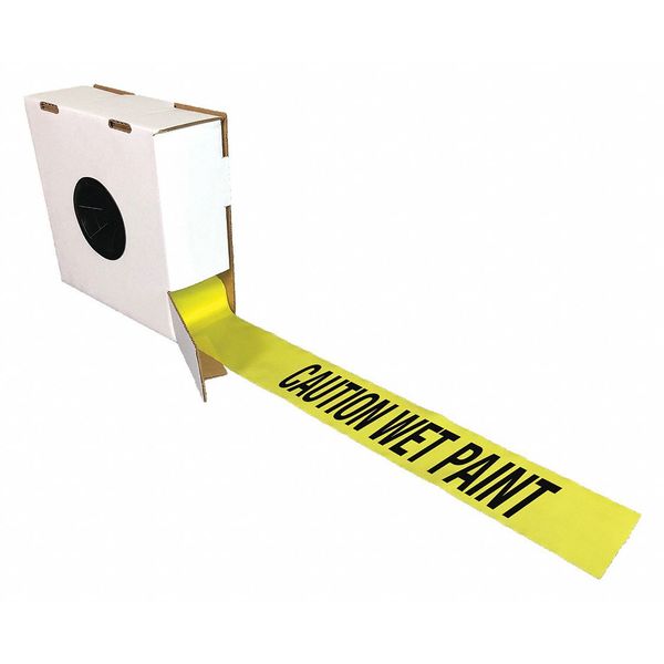Barricade Tape w/Reel, Yellow/Blk, 1000 ft