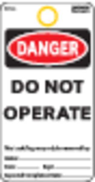 Danger Tag, 5-3/4 x 3 In, Cardstock, PK25