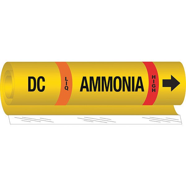 Ammonia Pipe Marker, DC, 2 to 8In