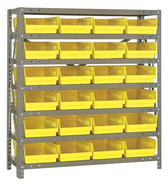 Steel Bin Shelving, 36 in W x 39 in H x 18 in D, 7 Shelves, Yellow