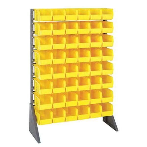 Steel Bin Rail Floor Rack, 36 in W x 15 in D x 54 in H, Yellow