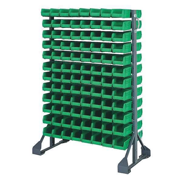 Steel Bin Rail Floor Rack, 36 in W x 20 in D x 54 in H, Green