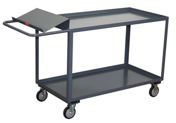 Steel Order-Picking Utility Cart with Lipped Metal Shelves, Flat, 2 Shelves, 1,200 lb