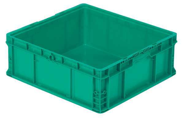 Straight Wall Container, Green, Plastic, 24 in L, 22 1/2 in W, 8 3/4 in H