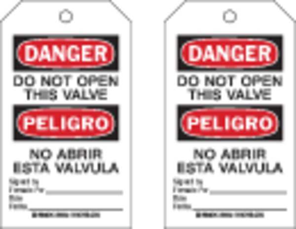 Danger Bilingual Tag, 7 x 4 In, PK100