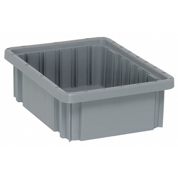 Divider Box, Gray, Polypropylene, 10 7/8 in L, 8 1/4 in W, 3 1/2 in H, 0.1 cu ft Volume Capacity
