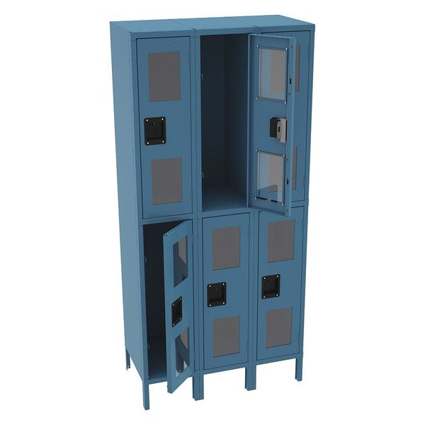 Wardrobe Locker, 36 in W, 18 in D, 78 in H, (2) Tier, (3) Wide, Blue