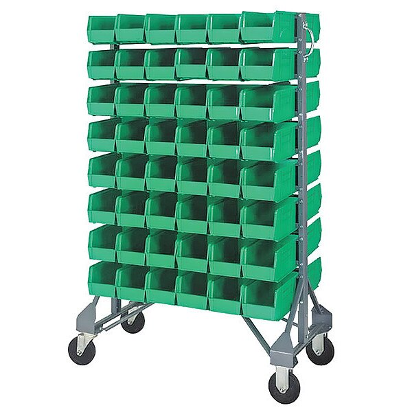 Steel Mobile Bin Rail Floor Rack, 20 in W x 36 in D x 53 in H, Blue