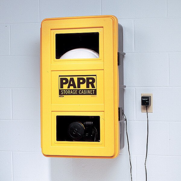 Respirator Storage Cabinet, Black/Yellow