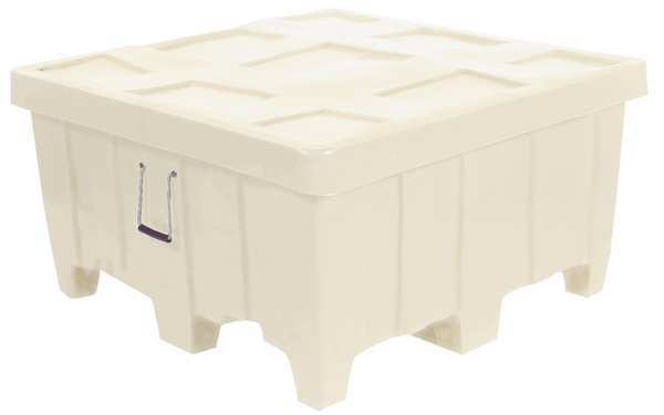 White Bulk Container, Plastic, 18 cu ft Volume Capacity