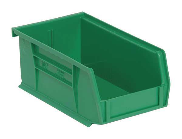 Hang & Stack Storage Bin, Green, Polypropylene, 7 3/8 in L x 4 1/8 in W x 3 in H