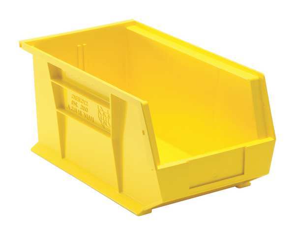 Hang & Stack Storage Bin, Yellow, Polypropylene, 14 3/4 in L x 8 1/4 in W x 7 in H