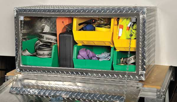 Hang & Stack Storage Bin, Green, Polypropylene, 14 3/4 in L x 8 1/4 in W x 7 in H