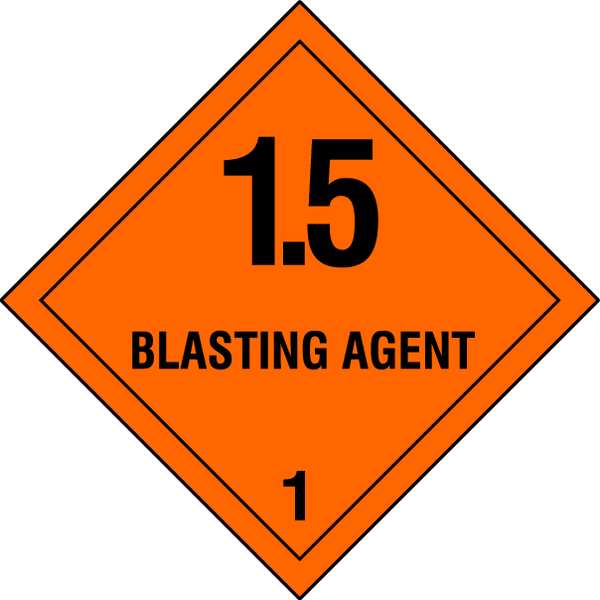 1.5 Blasting Agent DOT Label, Class 1, Black/Orange, Pk100
