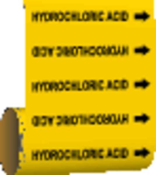 Pipe Marker, Hydrochloric Acid, Yel, 15546