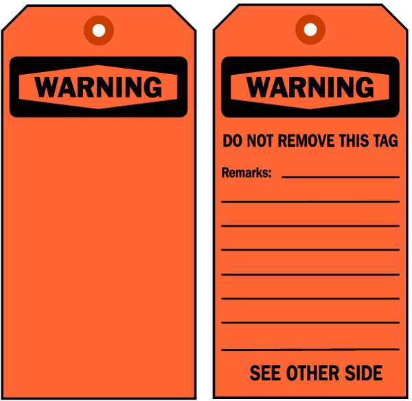 Warning Tag, 7 in H, 4 in W, Polyester, PK10