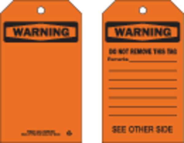 Warning Tag, 7 in H, 4 in W, Polyester, PK10
