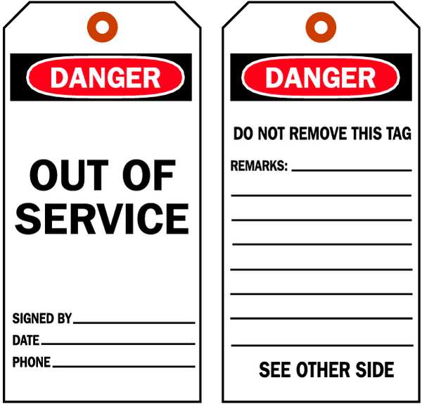 Danger Tag, 7 x 4 In, Bk and R/Wht, PK10