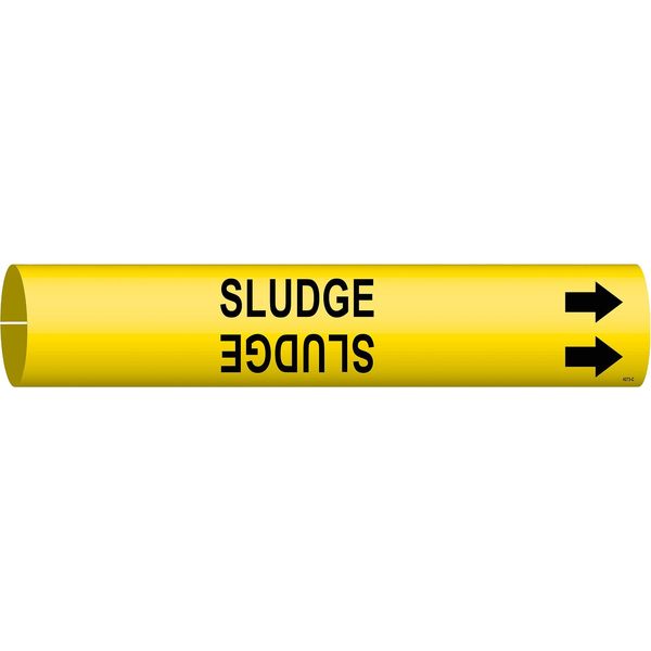 Pipe Marker, Sludge, Yel, 2-1/2 to 3-7/8 In