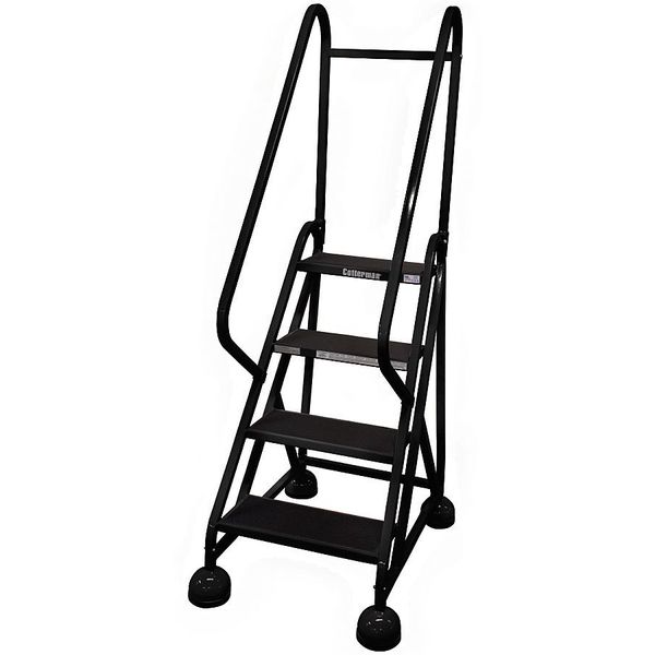 66 in H Steel Rolling Ladder, 4 Steps