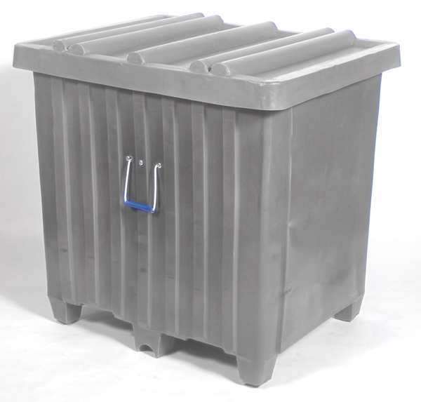 Gray Bulk Container, Plastic, 23 cu ft Volume Capacity