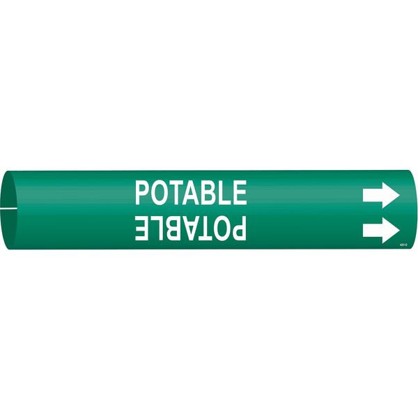 Pipe Marker, Potable, Green, 4 to 6 In