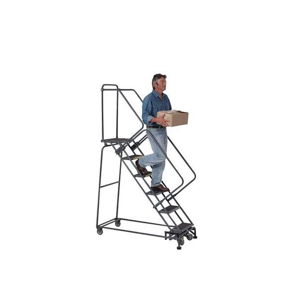 113 in H Steel Rolling Ladder, 8 Steps