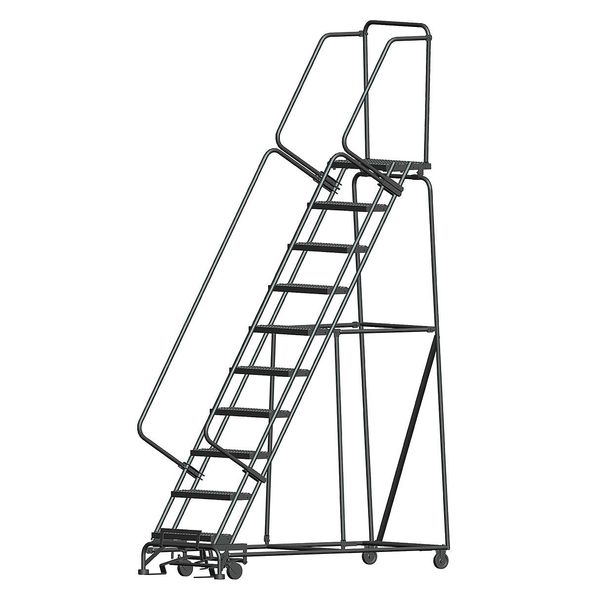 133 in H Steel Rolling Ladder, 10 Steps