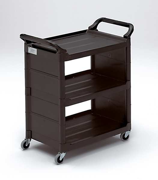 Polypropylene Enclosed Service Cart, 3 Shelves, 150 lb