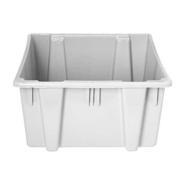 Stack & Nest Bin, Gray, Plastic, 19 1/2 in L x 15 1/2 in W x 13 in H, 100 lb Load Capacity