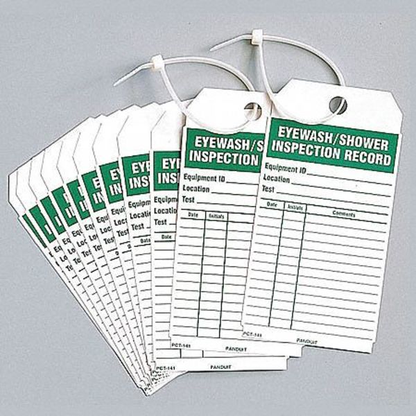 Eye Wash/Sh Inspection Rcd Tag, Al, PK25